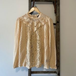 Torrid Peach Lace Long Sleeve Blouse
